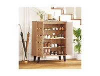Slickblue 4-Tier Farmhouse Shoe Cabinet with Louvered Doors