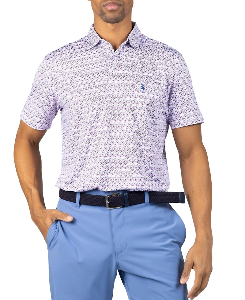Tailorbyrd Men's Floral Chain Printed Performance Polo