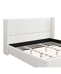 Streamdale Furniture Elegant White Fabric Upholstered Bed with Tall Headboard