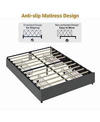 gaomon Full Platform Bed Frame 4 Drawers Linen Upholstery Wood Slats No Box Spring Needed Noise Free Simple
