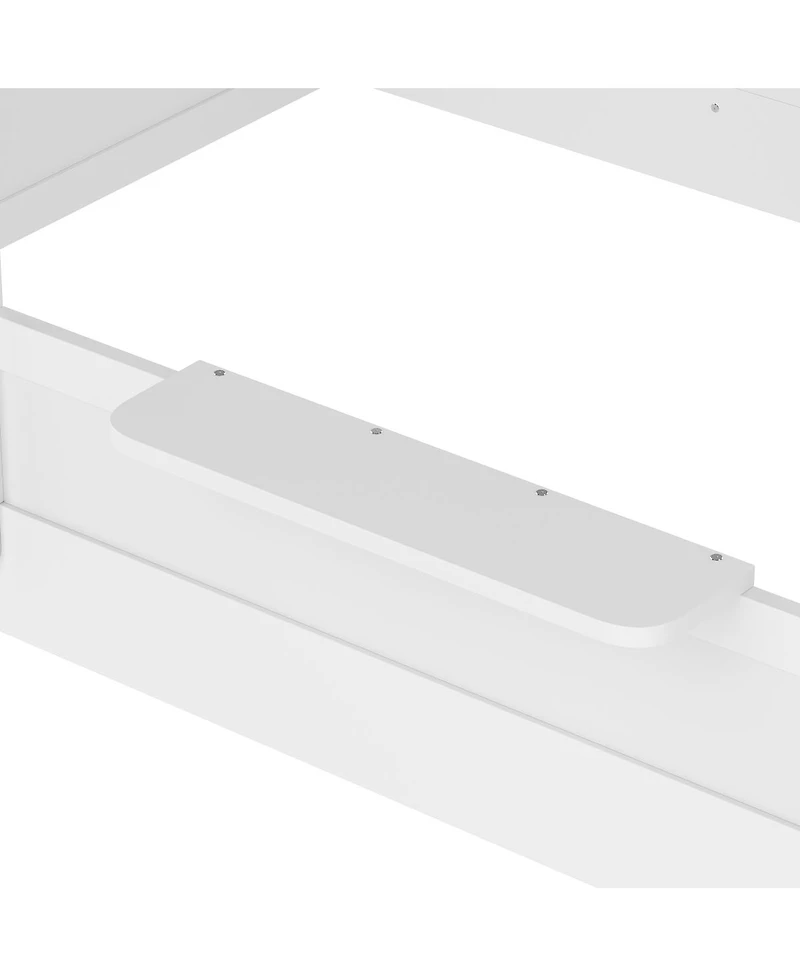 Streamdale Furniture Full Size Floor Bed with Guardrails, Roof, Tray & Signboard