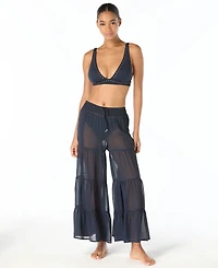 Michael Kors Women's Tiered Wide-Leg Cover-Up Swim Pants