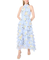 1.state Women's Collared Neck Tiered Maxi Dress