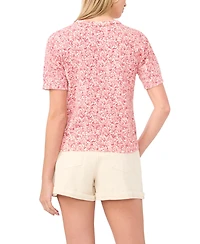 1.state Women's Floral Print Short-Sleeve Crewneck Sweater