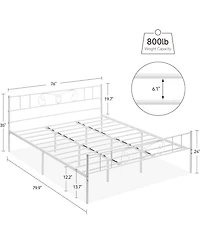 gaomon King Metal Platform Bed Frame With Headboard and Footboard Storage No Box Spring Mattress Support Simple Assembly