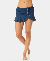 CeCe Women's Pull-On Contrast Ruffle Swim Skirt