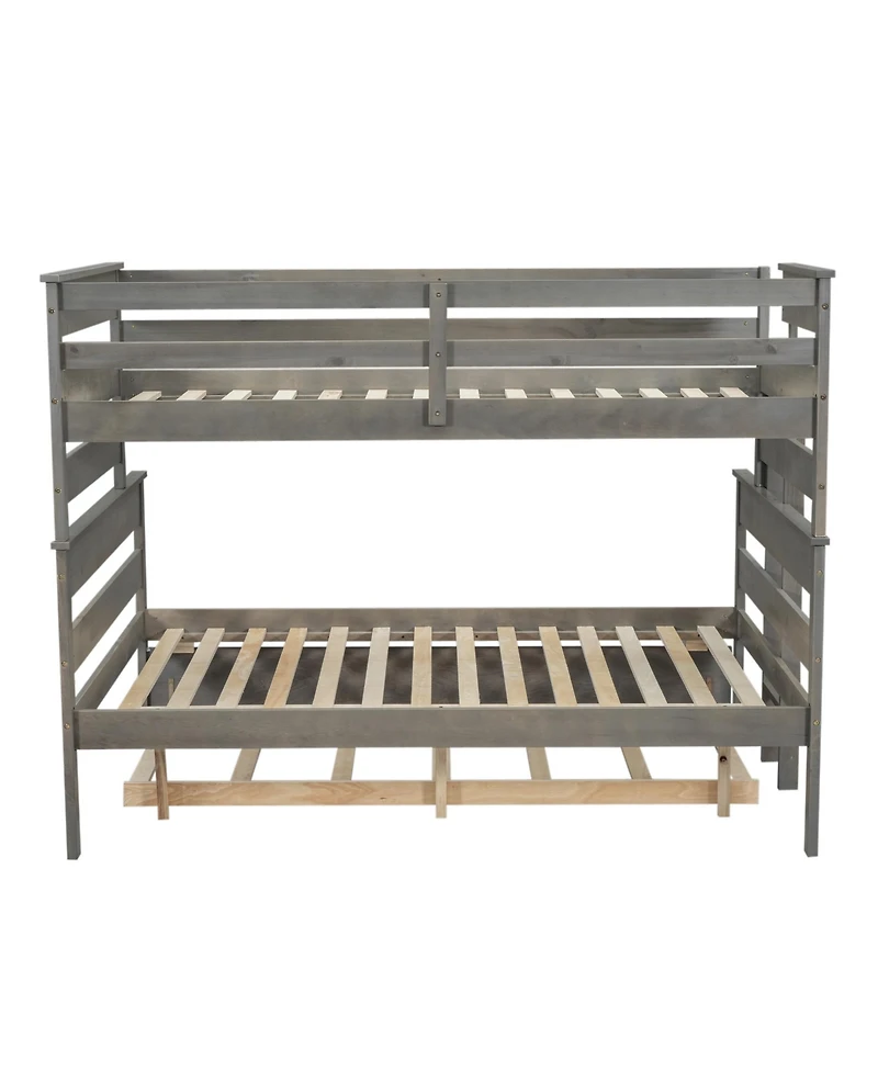 Streamdale Furniture Wood Twin over Full Bunk Bed with Twin Size Trundle