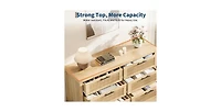 gaomon Fluted Dresser for Bedroom, 28.8'' Tall Chest of Drawers with 6 Storage Drawers, Modern Wood Clothing Organizer Cabinet
