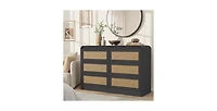 gaomon 46''Wide Rattan Dresser,6 Drawer Dresser for Bedroom,Dressers & Chests of Drawers