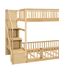 Streamdale Furniture Twin over Floor Bunk Bed, Ladder with Storage