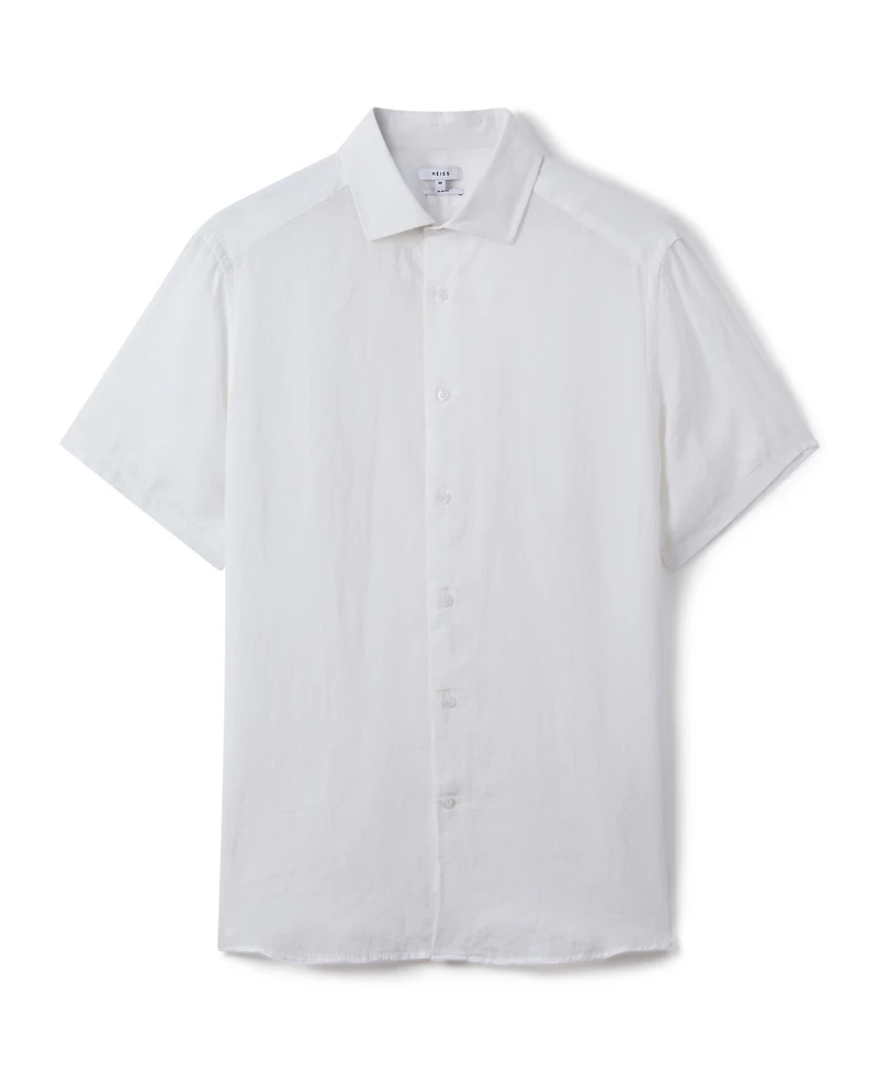 Reiss Men's Slim Fit Linen Button-Through Shirt