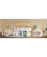 Streamdale Furniture Low loft bed with stairs, shelves, cabinets & Led lights