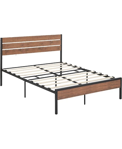 gaomon Bed Frame With Wood Headboard Strong Wooden Slats Under Bed Storage Quiet Design No Box Spring Space Saver