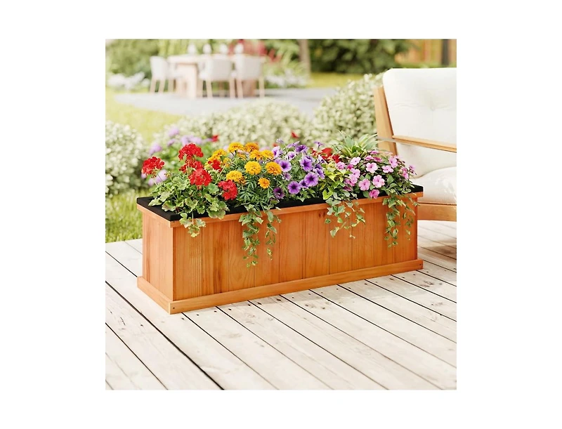 Slickblue Fir Wood Planter Box with Drainage Holes and Liner