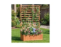 Slickblue 59 Inch Tall Wooden Raised Garden Bed with Trellis