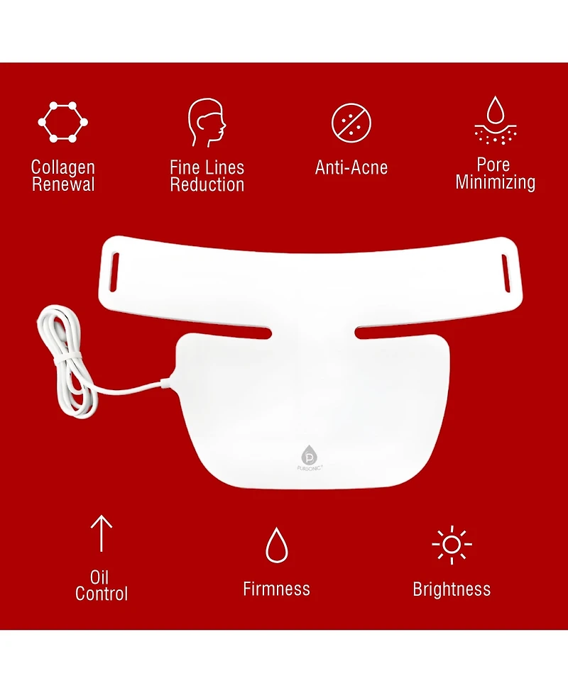 Pursonic 7-in-1 Led Light Therapy Face Mask, Sculpting Wand, and Neckplate
