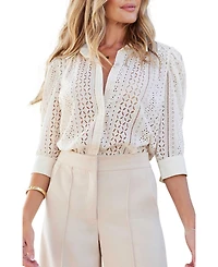 Bishop + Young Women's Bishop + Young Cate Eyelet Ruched Sleeve Top
