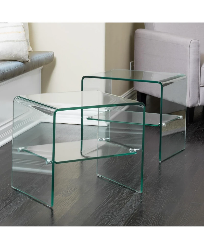 Streamdale Furniture Tempered Glass & Aluminum End Table - Living Room Accent