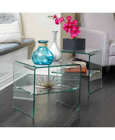 Streamdale Furniture Tempered Glass & Aluminum End Table - Living Room Accent