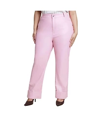 Eloquii Women's Plus Cuffed Faux Leather Pant