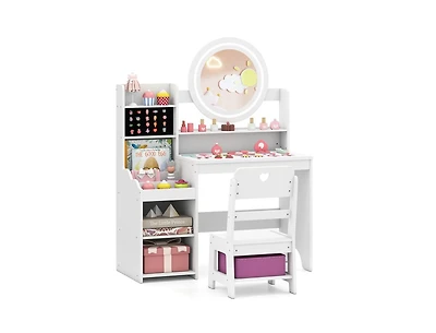 Slickblue Children s Lighted Vanity Desk Pretend Play Dressing Table