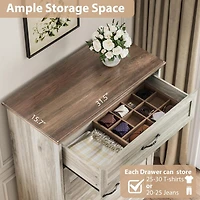 gaomon Farmhouse 5-Drawer Tall Dresser with Wide Metal Handles, Natural Wood Storage Chest for Bedroom & Living
