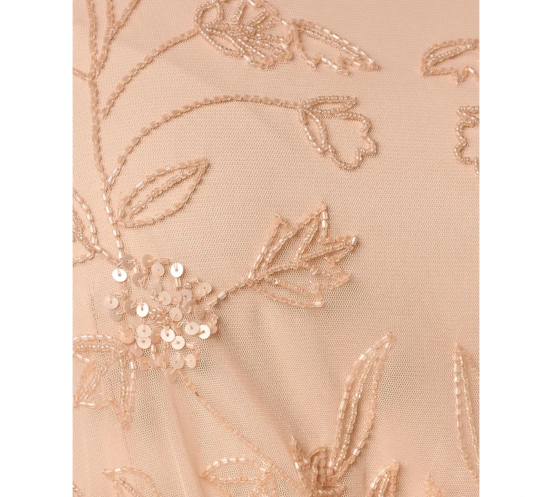 Adrianna Papell Plus Boat Neck Beaded Cocktail Ball Gown