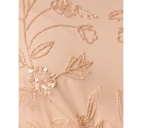 Adrianna Papell Plus Boat Neck Beaded Cocktail Ball Gown