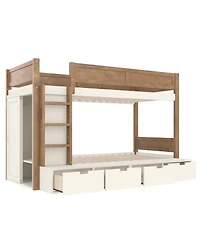 Streamdale Furniture Twin over Twin/Twin Xl over Full Bunk Bed with Storage & Wardrobe
