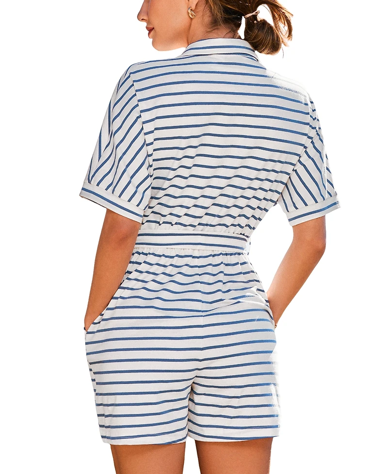 Cupshe Women's Collared Striped Romper