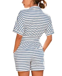 Cupshe Women's Collared Striped Romper