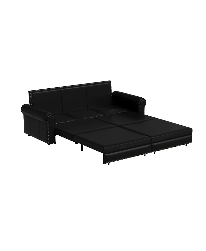 Streamdale Furniture Chesterfield Pull Out Sofa Bed, Faux Leather Convertible Sleeper