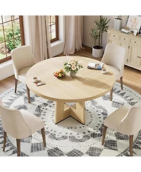 gaomon 47" Round Dining Table with Thickened Edge and Sturdy Pedestal Base