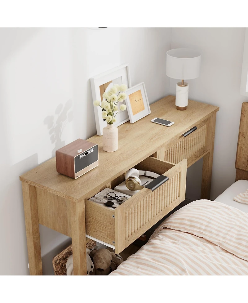 gaomon 43" Farmhouse Wooden Console Table with 2 Drawers