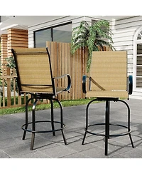 gaomon 2 Piece Outdoor Swivel Bar Chairs, Patio High Swivel Bar Stools, All Weather High Back and Armrest Patio Chairs, Outdoor Rotating Chair