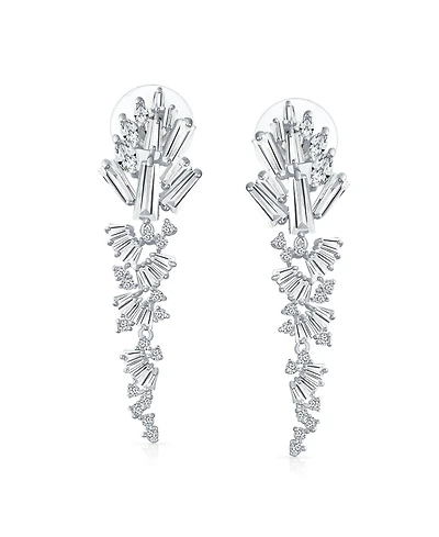 Bling Jewelry Long Cocktail Cubic Zirconia Cz Marquise Waterfall Dangle Chandlier Earrings