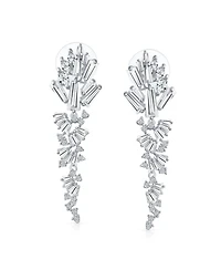 Bling Jewelry Long Cocktail Cubic Zirconia Cz Marquise Waterfall Dangle Chandlier Earrings