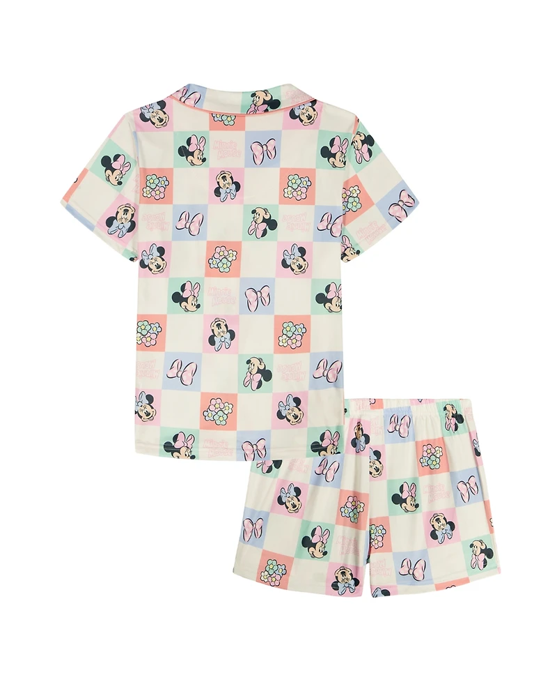 Minnie Mouse Girls' 2T-4T Printed Short-Sleeve Top and Shorts, 2-Piece Set