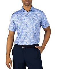 Tailorbyrd Men's Distressed Tropical Printed Performance Polo