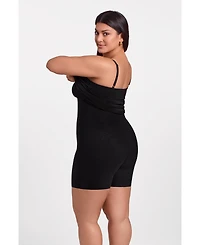 S3 Apparel Women's Off the Shoulder Straight Neck Ribbed Sculpting Midi Dress with Built-In Shapewear