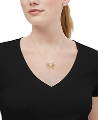 Macy's Butterfly Pendant Necklace in 22k Yellow Gold-Plated Sterling Silver