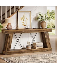 Tribesigns Farmhouse Console Table, Long Sofa Table Behind Couch with Storage, Rustic Entryway Furniture for Hallway