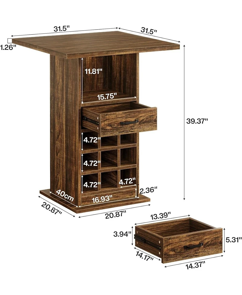 Tribesigns Square Bar Table, Home Bar Unit for Living Room, Kitchen