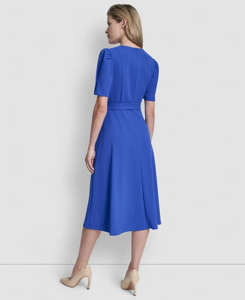 Dkny Petite Short-Sleeve Jewel Neck Flared Maxi Dress