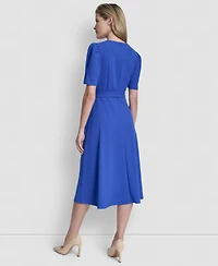 Dkny Petite Short-Sleeve Jewel Neck Flared Maxi Dress