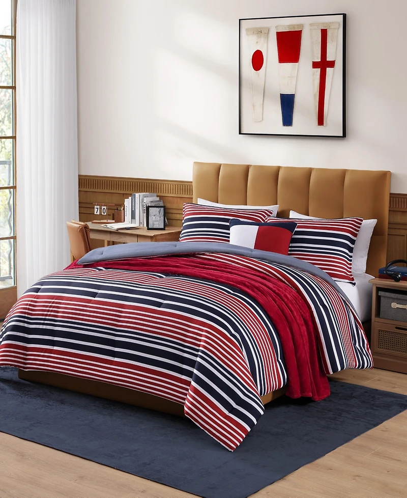 Tommy Hilfiger Favorite Stripe Washed Microfiber 3-Pc. Comforter Set, Full/Queen