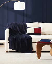 Tommy Hilfiger Rib Knit Flag Novelty Decorative Pillow, 11" x 18"