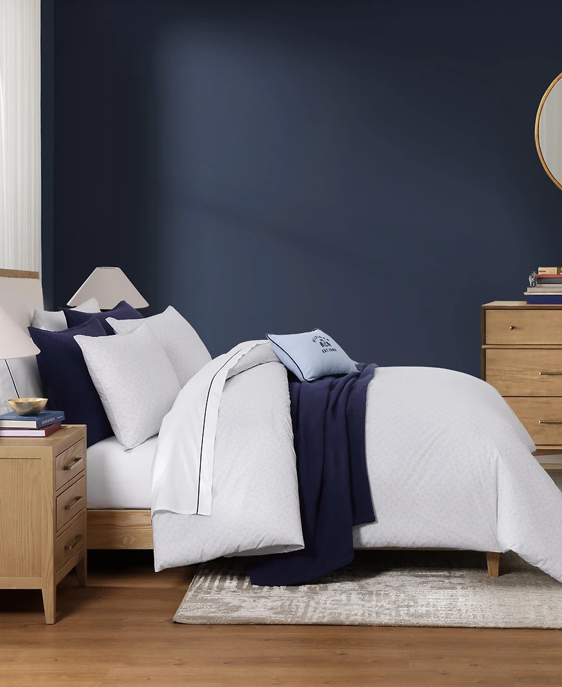 Tommy Hilfiger Trellis Flag Cotton Reversible -Pc. Duvet Cover Set