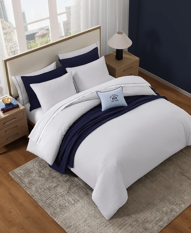 Tommy Hilfiger Trellis Flag Cotton Reversible 3-Pc. Duvet Cover Set