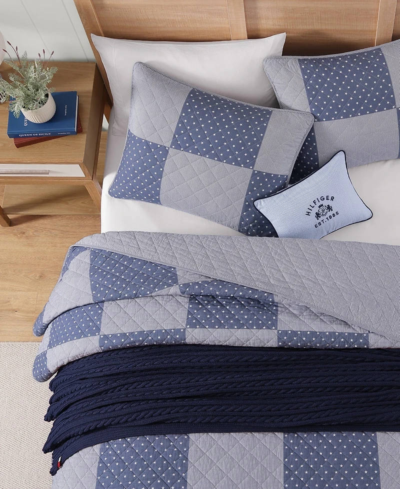 Tommy Hilfiger Ithaca Stargaze Patchwork Cotton Reversible -Pc. Quilt Set